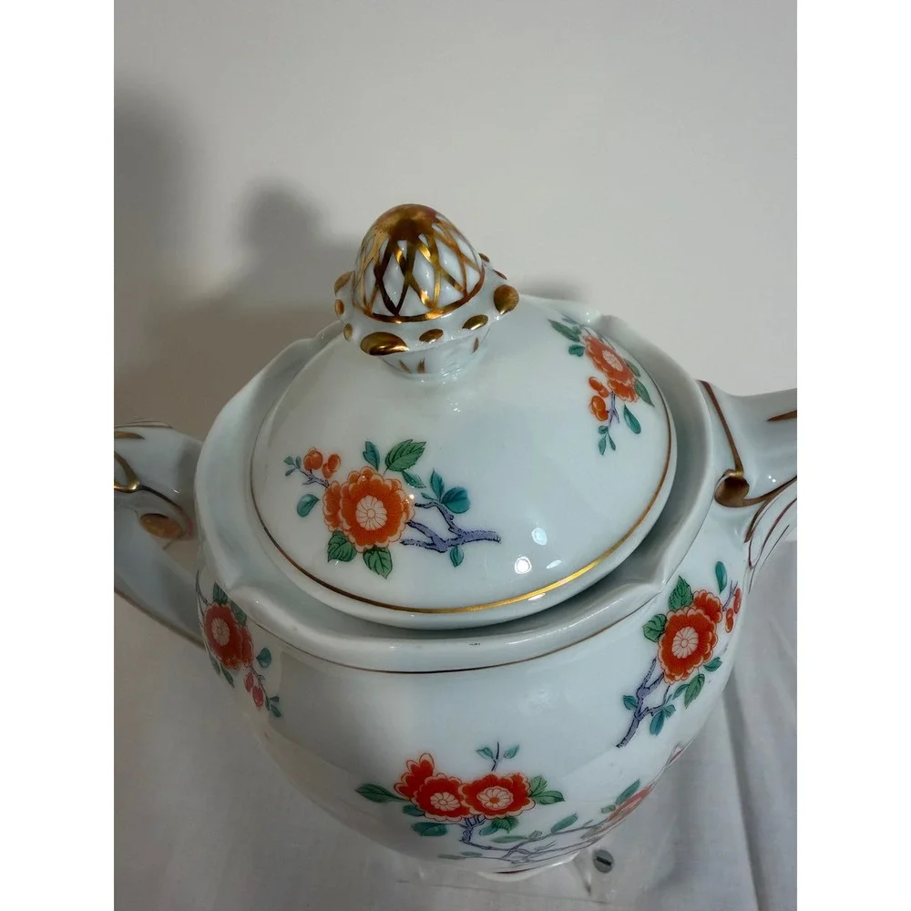 Royale Limoges France Orange Tree Porcelain Coffee Pot Towle Gilt Floral 9.5in